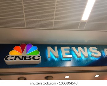 CNBC News Logo, NBC News TV Studio - Atlanta, Georgia - January 2019