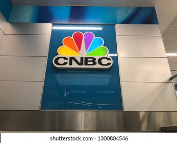 CNBC News Logo, NBC News TV Studio - Atlanta, Georgia - January 2019