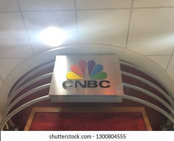 CNBC News Logo, NBC News TV Studio - Atlanta, Georgia - January 2019