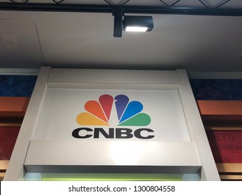 CNBC News Logo, NBC News TV Studio - Atlanta, Georgia - January 2019