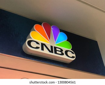 CNBC News Logo, NBC News TV Studio - Atlanta, Georgia - January 2019