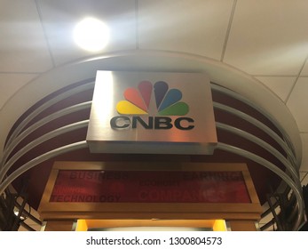 CNBC News Logo, NBC News TV Studio - Atlanta, Georgia - January 2019