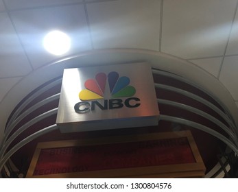 CNBC News Logo, NBC News TV Studio - Atlanta, Georgia - January 2019