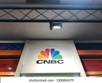 CNBC News Logo, NBC News TV Studio - Atlanta, Georgia - January 2019