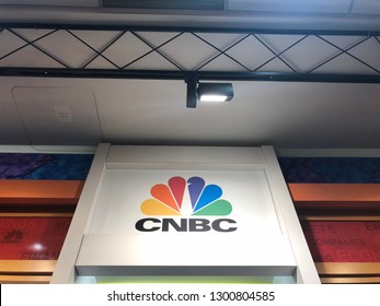 CNBC News Logo, NBC News TV Studio - Atlanta, Georgia - January 2019