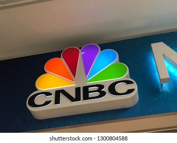 CNBC News Logo, NBC News TV Studio - Atlanta, Georgia - January 2019