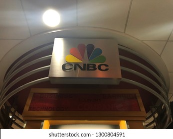 CNBC News Logo, NBC News TV Studio - Atlanta, Georgia - January 2019