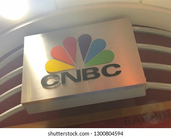 CNBC News Logo, NBC News TV Studio - Atlanta, Georgia - January 2019