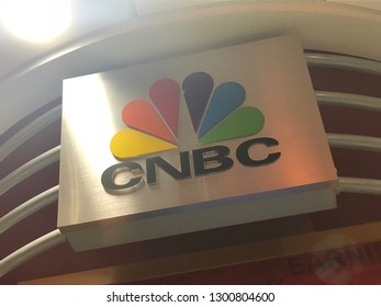 CNBC News Logo, NBC News TV Studio - Atlanta, Georgia - January 2019