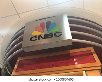 CNBC News Logo, NBC News TV Studio - Atlanta, Georgia - January 2019