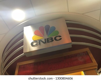 CNBC News Logo, NBC News TV Studio - Atlanta, Georgia - January 2019