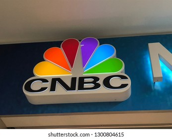 CNBC News Logo, NBC News TV Studio - Atlanta, Georgia - January 2019