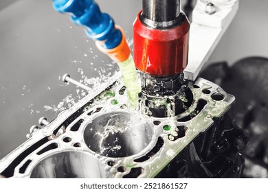 CNC Automatic Cylinder Honing Machine of engine. Car workshop, machine with a Computer numerical control.