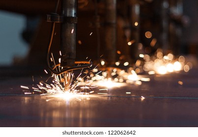CNC LPG cutting with sparks
