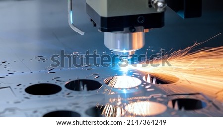 Cnc milling machine. Processing and laser cutting for metal in the industrial. Motion blur. Industrial exhibition of machine tools. Foto d'archivio © 