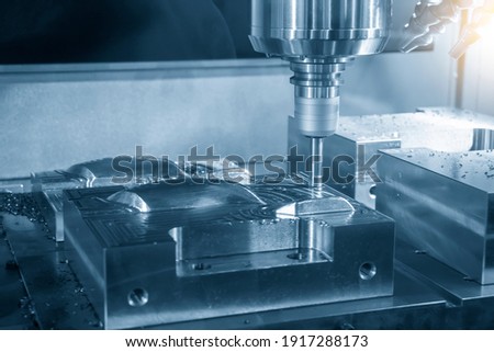 The CNC milling machine rough cutting  the injection mold parts by indexable  endmill tools. The mold and die manufacturing process by machining center with the solid endmill tools.