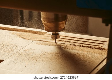 CNC router machine creates a layout of the shelf complex.