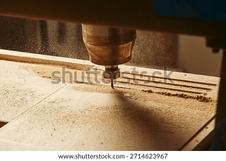 CNC router machine creates a layout of the shelf complex.