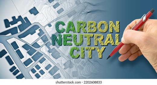 CO2 Neutral City- Concept With An Imaginary City Map