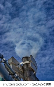 Co2 Pollution Coming Out Of A Cruise Ship Chimney Stack Exhaust