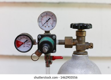 CO2 Tank Pressure Gauges Closeup