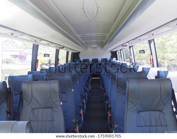 Coach Bus Interior Leather Reclining Seats Stock Photo (Edit Now ...