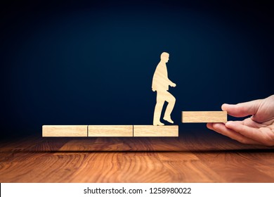 Coach motivate to personal development, personal and career growth, challenge and potential concepts. Coach (human resources officer, manager, mentor) motivate employee to leave comfort zone. - Shutterstock ID 1258980022