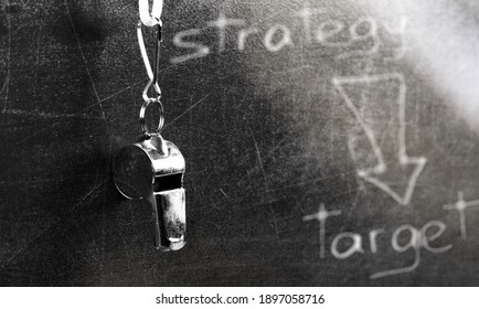 Coach Sport Whistle Strategy Backgrounds Training Blackboard