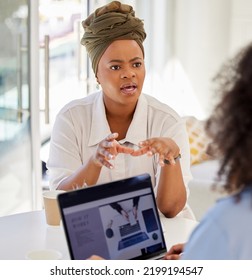 Coaching, Mentor And Business Woman Talking To Employee In Marketing, Interview And Consulting Office Building. Manager, Coach And Black Woman Working With Colleague In Vision, Innovation And Leader