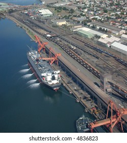 Coal Being Loaded Into A Ship At Newcastle Australia - Southern Hemisperes Largest Coal Export Port