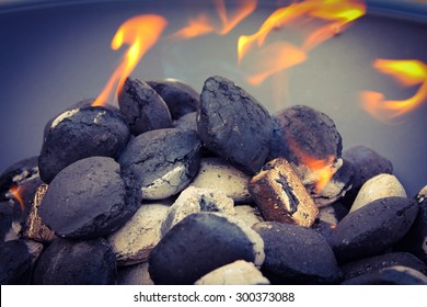 Coal Burning In A Fire Pit