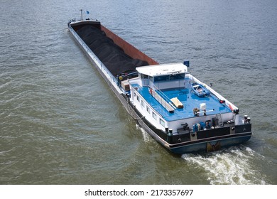Coal Cargo Ship On The Rhine