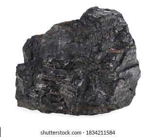 Coal isolated on a white background, close up. Natural black hard coal. Diamond coal. Metallurgical anthracite coal.
