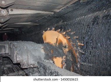 Coal Mine Excavator And Miner Under The Ground. Industry