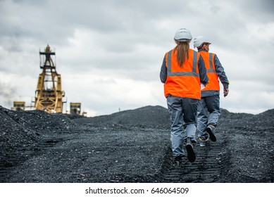 Coal Mine Workers In An Open Pit