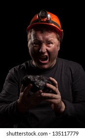 Coal Miner On A Black Background