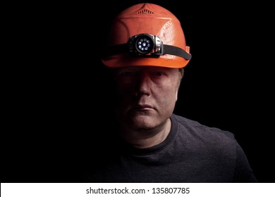 Coal Miner On A Black Background