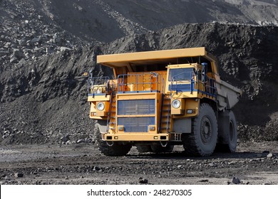 Coal Mining. Yellow Mining Truck.