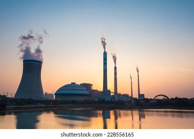 Coal Power Plant Sunset Industrial Landscape Stock Photo 228556165 ...