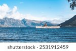 A coal steam ship boat on lake wakatipu in queenstown new zealand