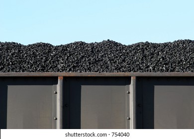 Coal In Train Boxcar Awaiting Transport