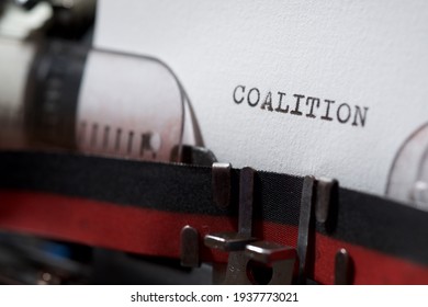 Coalition word written with a typewriter. - Shutterstock ID 1937773021