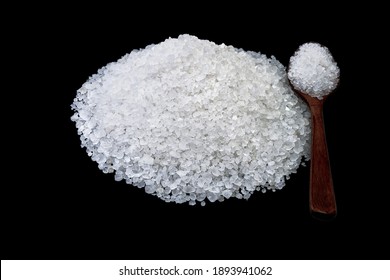 Coarse Rock Salt Isolated On Black Background