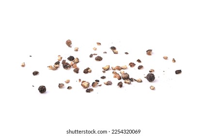 Coarsely crushed black pepper isolated on a white background .