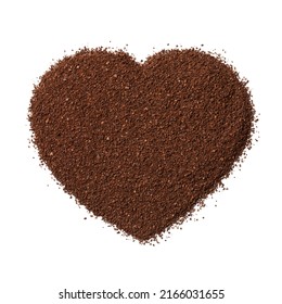 Coarsely ground coffee in heart shape isolated on white background - Powered by Shutterstock