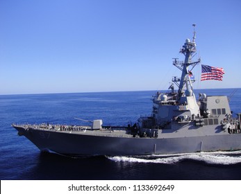 Coast Of California - May 20, 2012: US Navy Destroyer                          