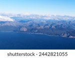 Coast of the Cook Inlet-Chigmit Mountains in Alaska photographed from an airplane