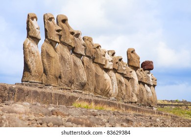 Coast Of Easter Island With Some Statues