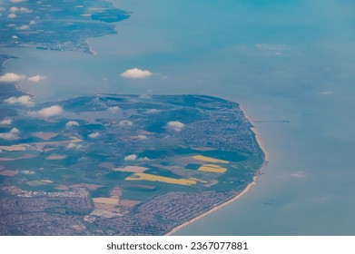 The coast of England seen from an airplane - Shutterstock ID 2367077881