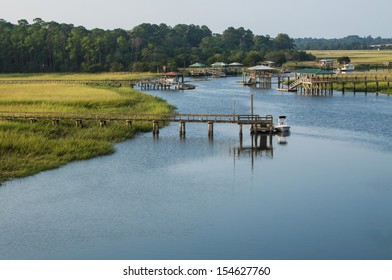 coast of georgia grass marsh boat docks